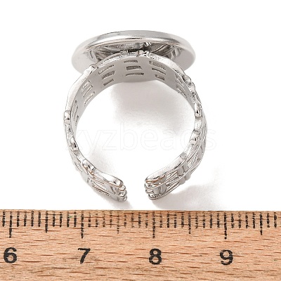 Woven Bezel 304 Stainless Steel Cuff Ring Components SA-CBAD8FA-01P-05-1