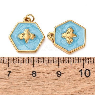 304 Stainless Steel Enamel Pendants STAS-U061-37G-C04-1