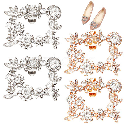 4Pcs 2 Colors Alloy Crystal Rhinestone Wedding Shoe Decorations FIND-CP0001-41B-1