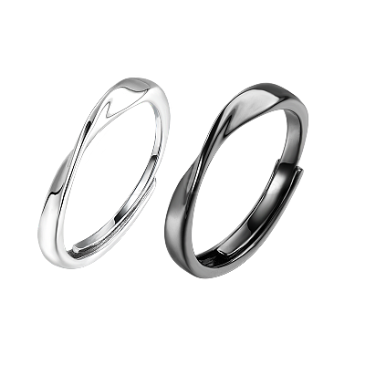 S925 Silver Mobius Couple Rings Black White Unique Design Gift XD7819-1
