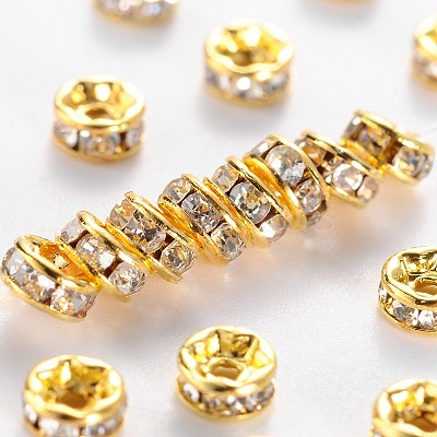 Brass Grade A Rhinestone Spacer Beads RSB037NF-01G-1