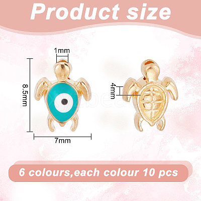 60Pcs 6 Colors Golden Tone Alloy Enamel Beads ENAM-AR0001-53-1