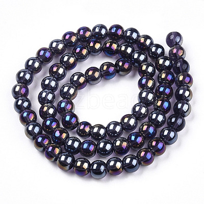 Electroplate Transparent Glass Beads Strands X-GLAA-T032-T6mm-AB03-1