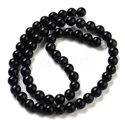 Natural Obsidian Bead Strands G-R173-6mm-02-1