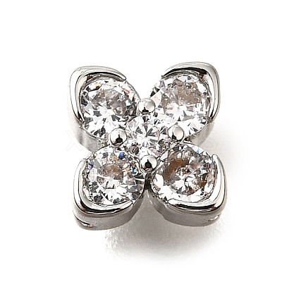 Brass Micro Pave Cubic Zirconia Beads KK-D356-03C-P-1