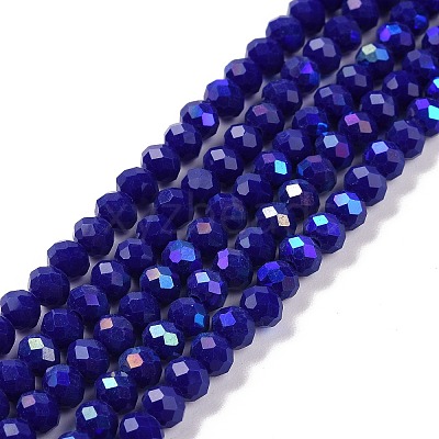 Electroplate Opaque Solid Color Glass Beads Strands EGLA-A034-P1mm-L12-1