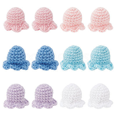 12Pcs 6 Colors Flower Shape Cotton Knitted Costume Ornament Accessories DIY-FG0005-34-1