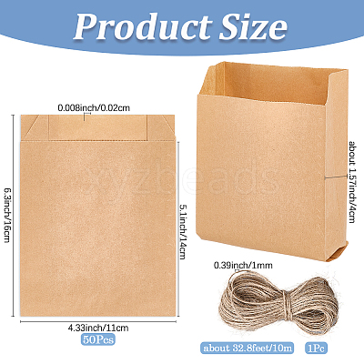 50Pcs Rectangle Paper Baking Bags CARB-SP0001-05A-02-1