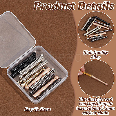 12Pcs 6 Colors Alloy Cord Ends FIND-HY0004-72-1