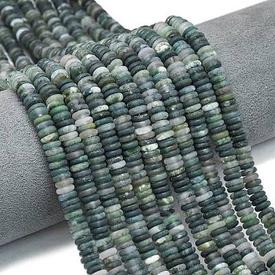Frosted Natural Moss Agate Beads Strands G-K389-C37-01-1