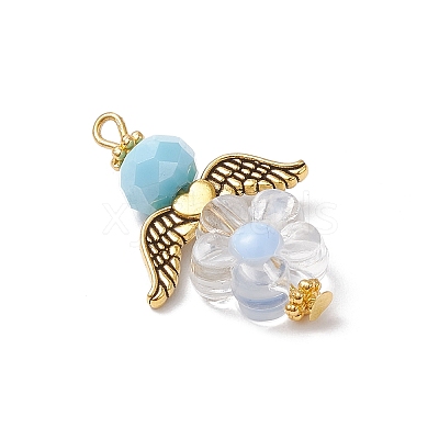 Acrylic Beads with Glass Beads Pendants PALLOY-MZ00699-1