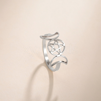 Moon Phase 304 Stainless Steel Finger Rings FS-WGB8857-04-1