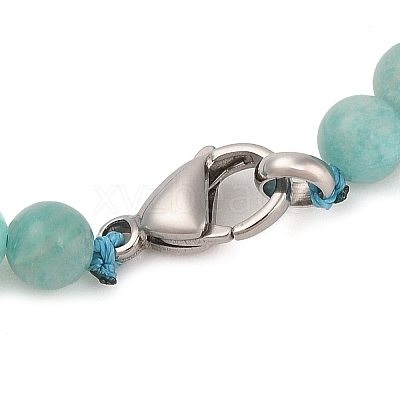 Natural Amazonite Round Beads Bracelets & Necklaces Sets SJEW-L132-19-1