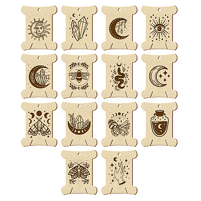 14Pcs 14 Style Plywood Thread Winding Boards WOOD-WH0060-06-1