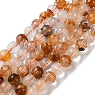 Natural Yellow Hematoid Quartz/Golden Healer Quartz Beads Strands G-C268-B01-01-1