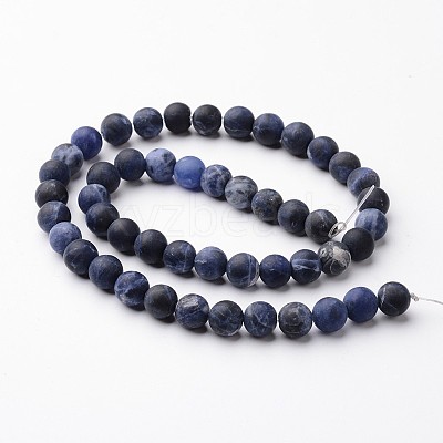 Frosted Round Natural Sodalite Bead Strands G-J346-25-8mm-1