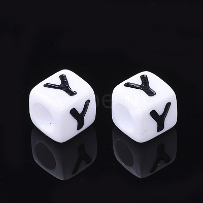 Acrylic Horizontal Hole Letter Beads X-PL37C9129-Y-1