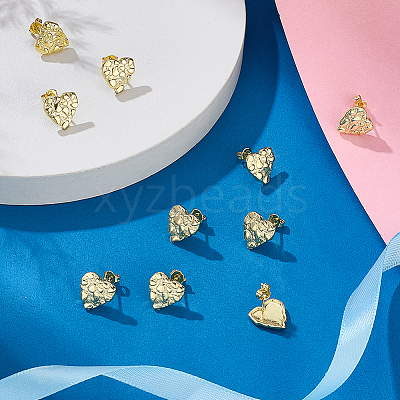 10 Pairs Brass Stud Earrings EJEW-PH0001-52A-1