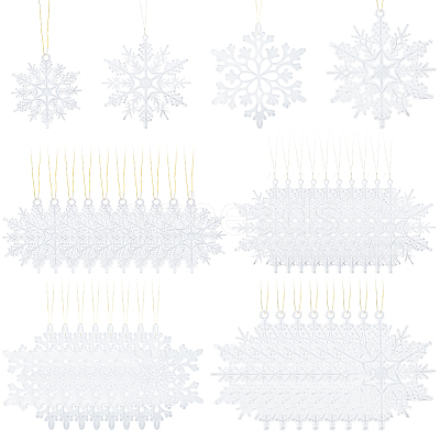 36Pcs Snowflake Plastic Pendant Decorations DIY-CP0013-33A-1
