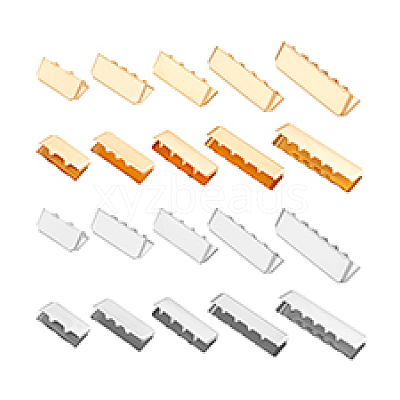 120Pcs 10 Styles Iron Ribbon Crimp Ends IFIN-PH0002-35-1