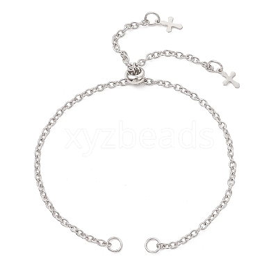2.5MM 304 Stainless Steel Cable Chain Slider Bracelet Makings AJEW-JB01521-1