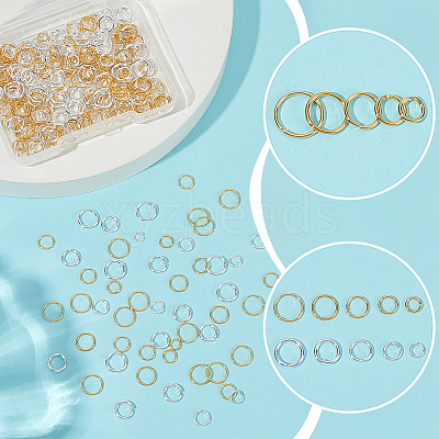 300Pcs 10 Styles Brass Open Jump Rings KK-WR0001-45-1