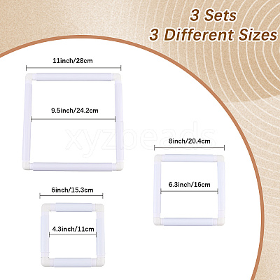 3 Stes 3 Styles Plastic Cross Stitch Embroidery Hoops DIY-CP0012-44C-1