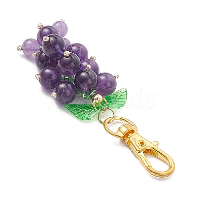 Grape Natural Amethyst Pendant Decorations HJEW-MZ00342-02-1