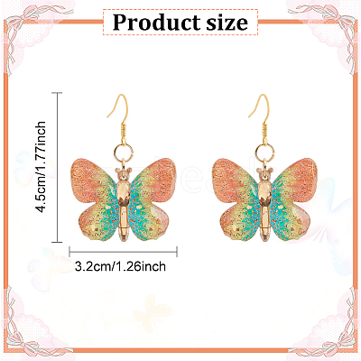 10Pairs 10 Colors Bling Butterfly Resin Dangle Earrings EJEW-AB00006-1