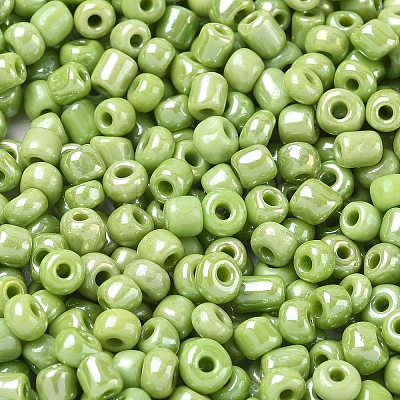 6/0 Opaque Colors Lustered Round Glass Seed Beads X-SEED-A012-4mm-124-1