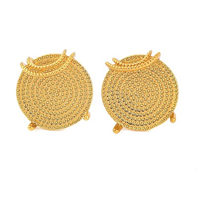 Brass Stud Earring Findings with Round Tray KK-G502-19B-G-1