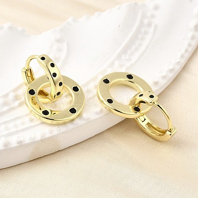 Flat Round Brass Micro Pave Cubic Zirconia Hoop Earrings EJEW-U061-02G-1