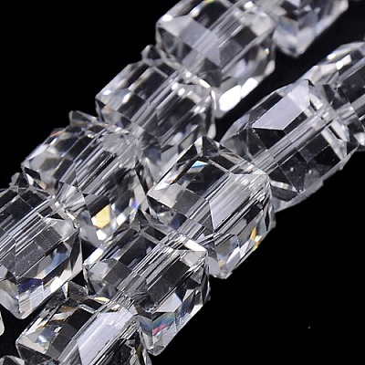 Faceted Cube Shaped Crystal Glass Beads Strands GLAA-F008-F01-1