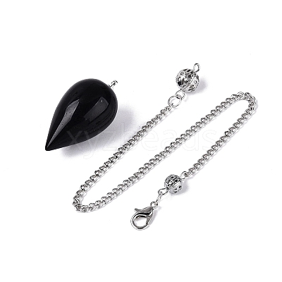 Natural Obsidian Dowsing Pendulum Pendants AJEW-N005-02I-1