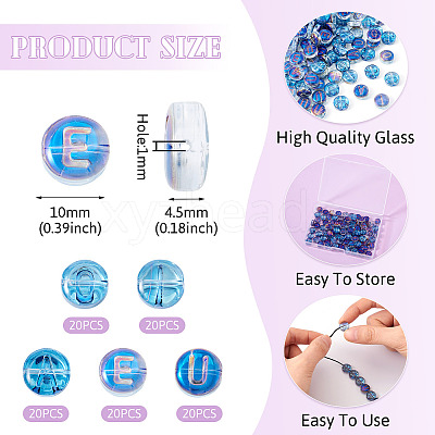 100Pcs 5 Styles Transparent Electroplated UV Plating Glass Beads GLAA-TA0003-19B-1