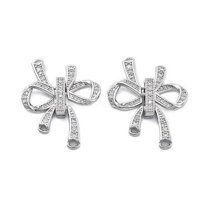 Brass Micro Pave Clear Cubic Zirconia Fold Over Clasps KK-B125-02P-1