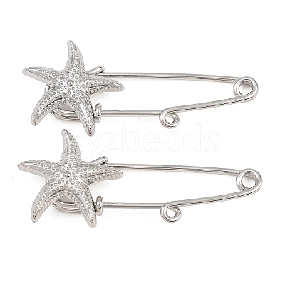 Starfish 304 Stainless Steel Safety Pins Brooch Findings SA-CBA098D-16C-P01-1