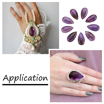 Natural Amethyst Cabochons G-N326-72C-1
