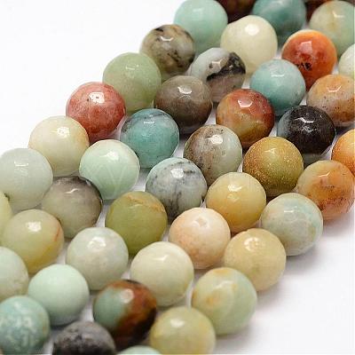 Faceted Natural Flower Amazonite Beads Strands G-F364-13-10mm-1