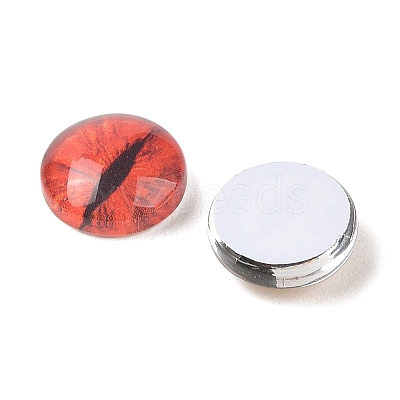 100 Pcs Half Round/Dome Dragon Eye Printed Glass Cabochons GLAA-GA0002-28-1