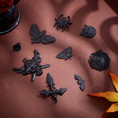 54Pcs 9 Styles Halloween Alloy Pendants FIND-PH0017-57-1