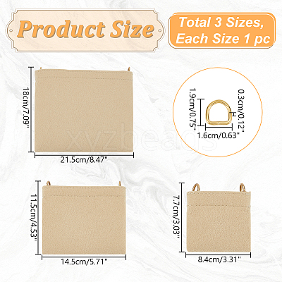 3Pcs 3 Sizes Felt Bag Organizer Inserts FIND-WH0172-16C-1