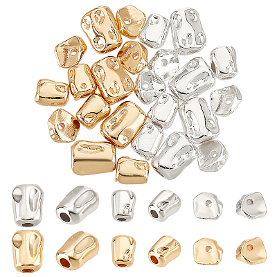 24Pcs 6 Styles Rack Plating Brass Spacer Beads KK-PH0006-67-1