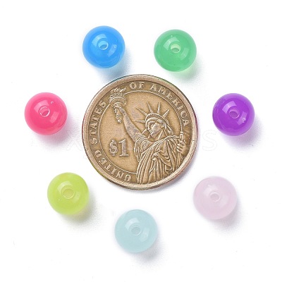 Imitation Jade Acrylic Beads SACR-S188-10mm-M-1