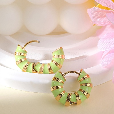 Enamel Striped Thick Hoop Earrings JE1110D-1