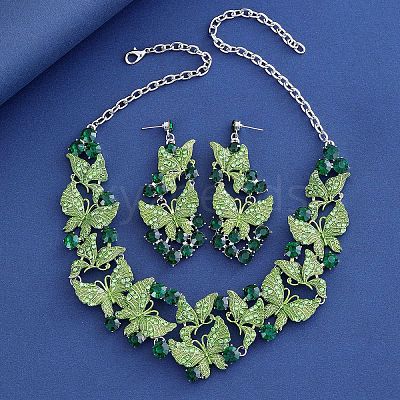 Alloy Enamel & Rhinestone Pendant Necklaces & Stud Dangle Earrings FS-WG46FE4-04-1