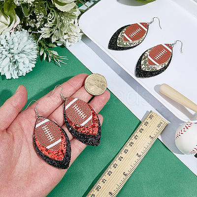 2 Pairs 2 Colors Synthetic Leather Dangle Earrings EJEW-CL0001-01B-1