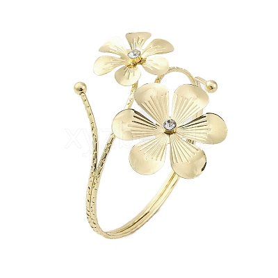 Flower Alloy Arm Cuff Bangles for Girl Women AJEW-A063-01A-G-1