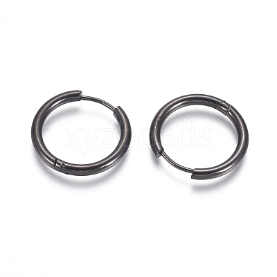 304 Stainless Steel Huggie Hoop Earrings EJEW-F111B-21mm-B-1