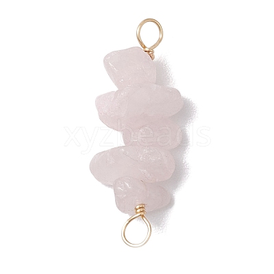10Pcs 5 Styles Constellation Natural Citrine & Gold Rutilated Quartz & Tiger Eye & Citrine & White Moonstone Copper Wire Wrapped Chip Beaded Connector Charms PALLOY-JF02905-07-1